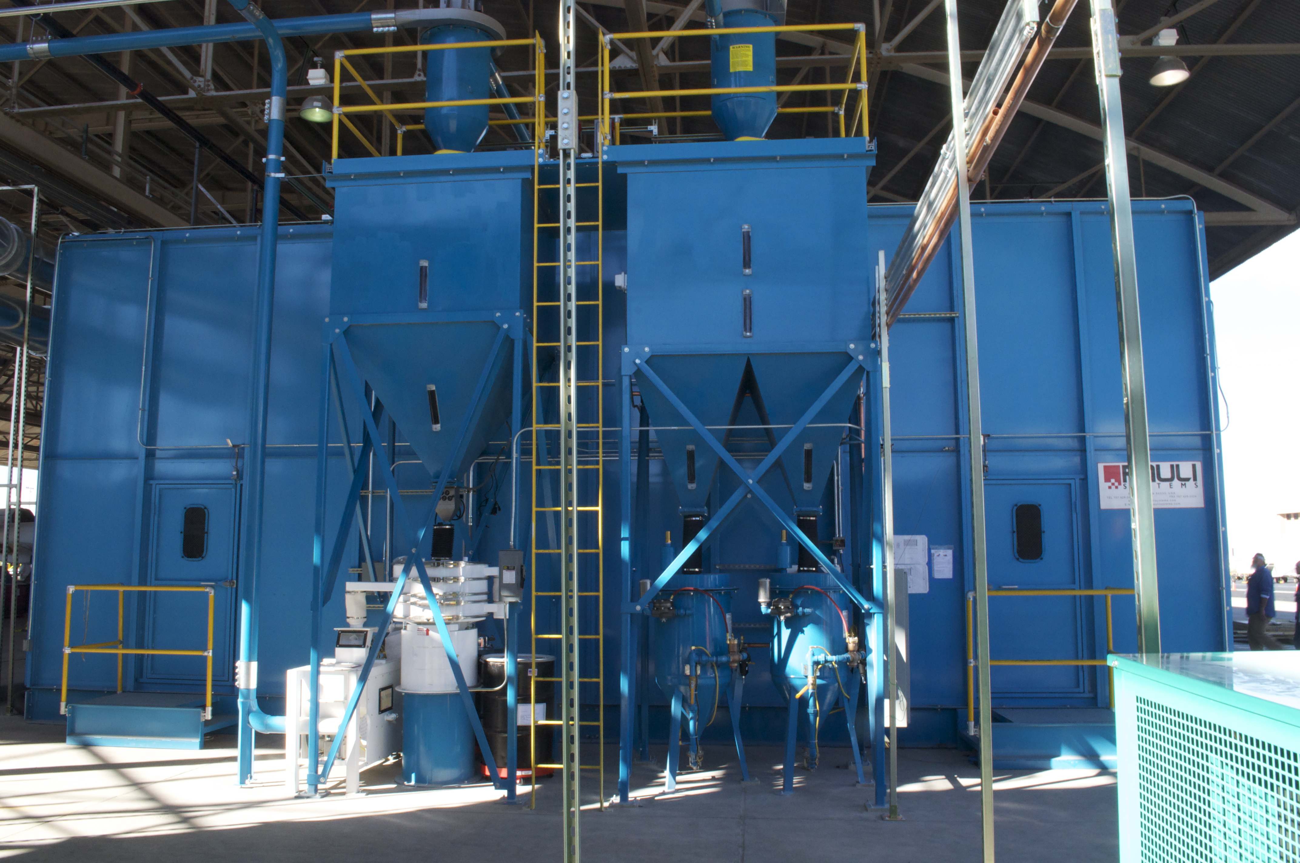 USAF Stripping Booth with Vibratory & Dense Particle Separator (White & gray equipment)
