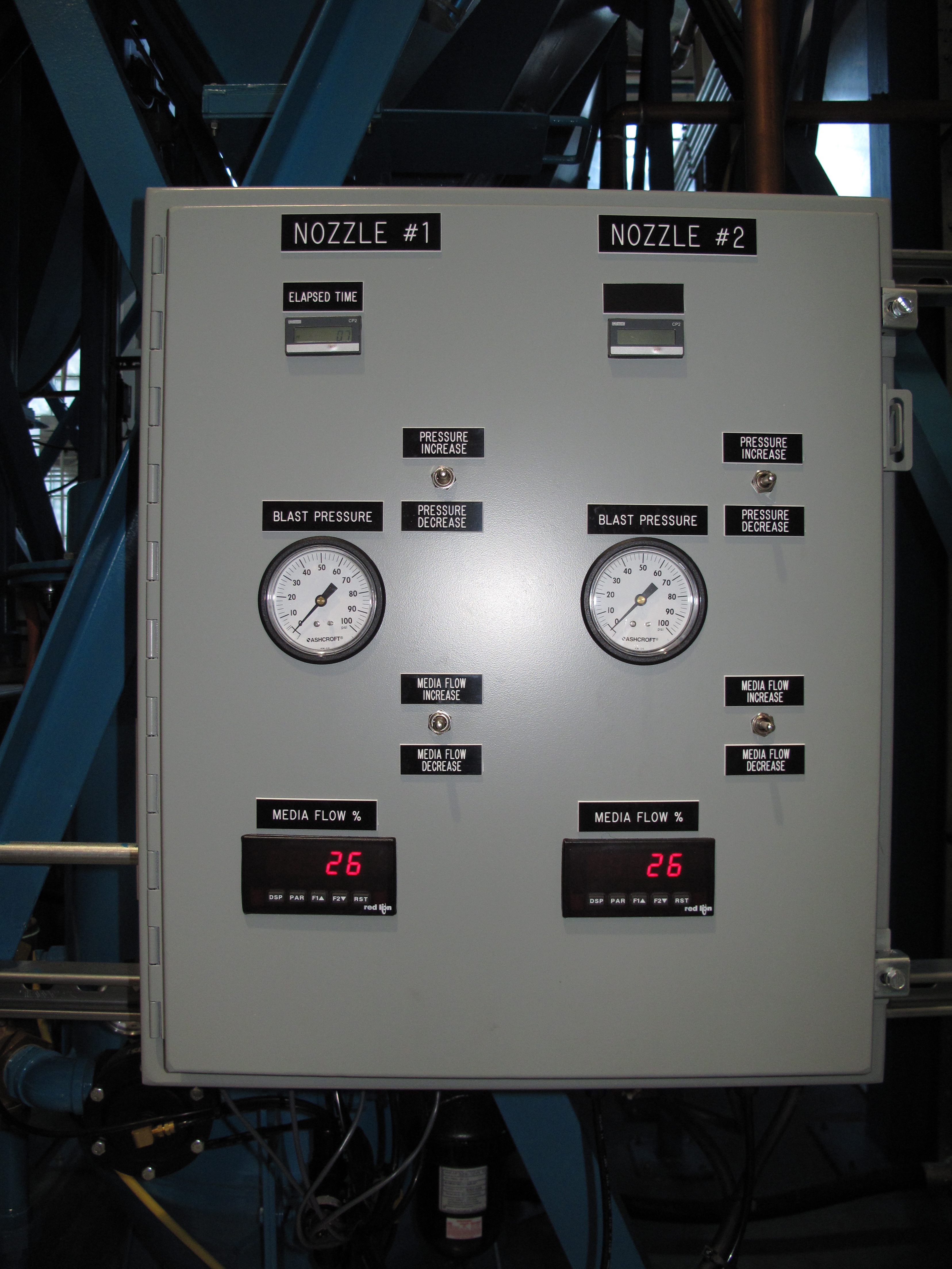 Stripping Process Control Panel; Time, Pressure, Media Flow